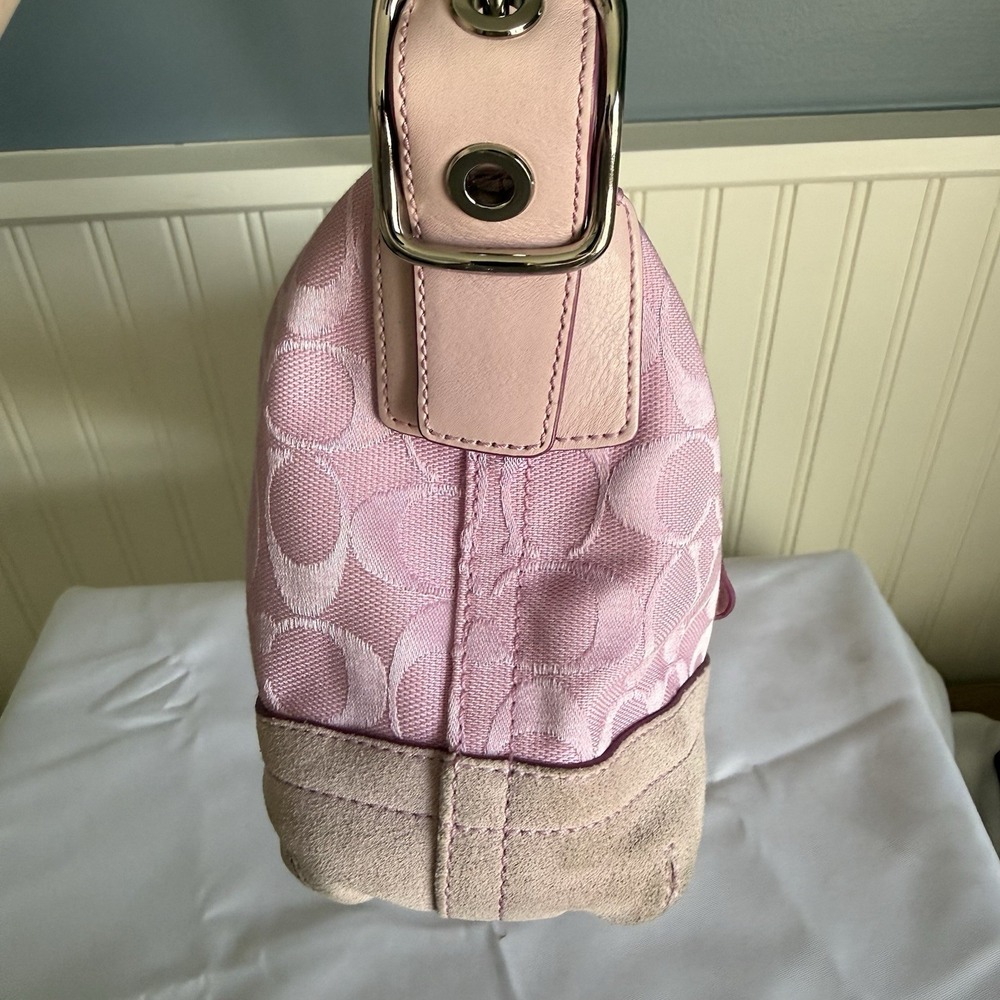 Vintage COACH Signature East West Hobo Shoulder Bag Purse Pink Canvas Y2K - Picture 16 of 16